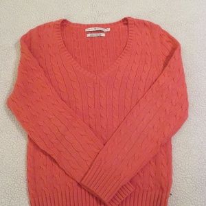 Tommy Hilfiger Coral V-Neck Cable Knit Sweater (L)